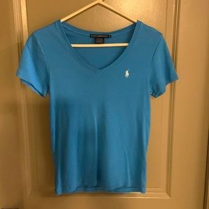 Blue Ralph Lauren Sport tee.